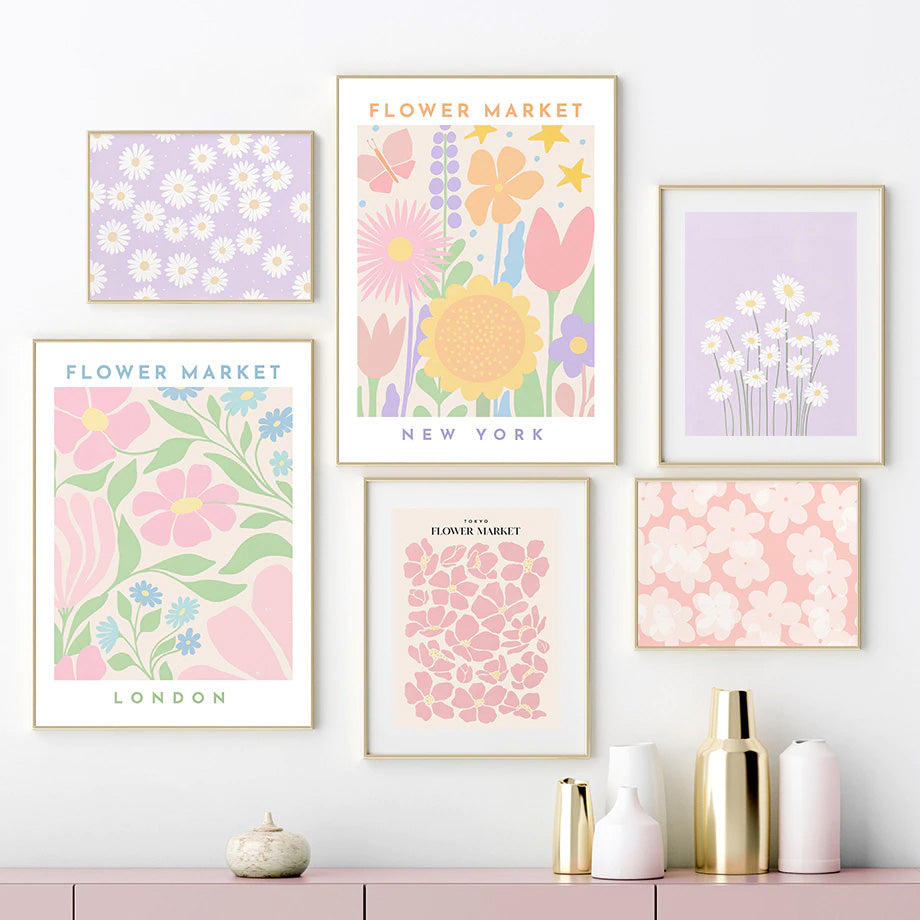 Pastel Flowers Canvas Poster