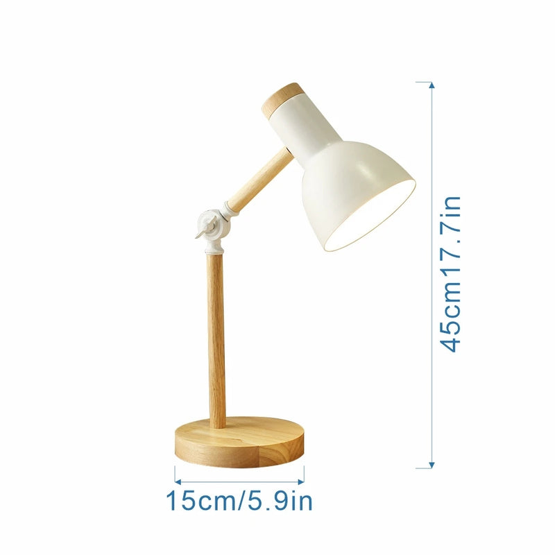 white and wood desk lamp