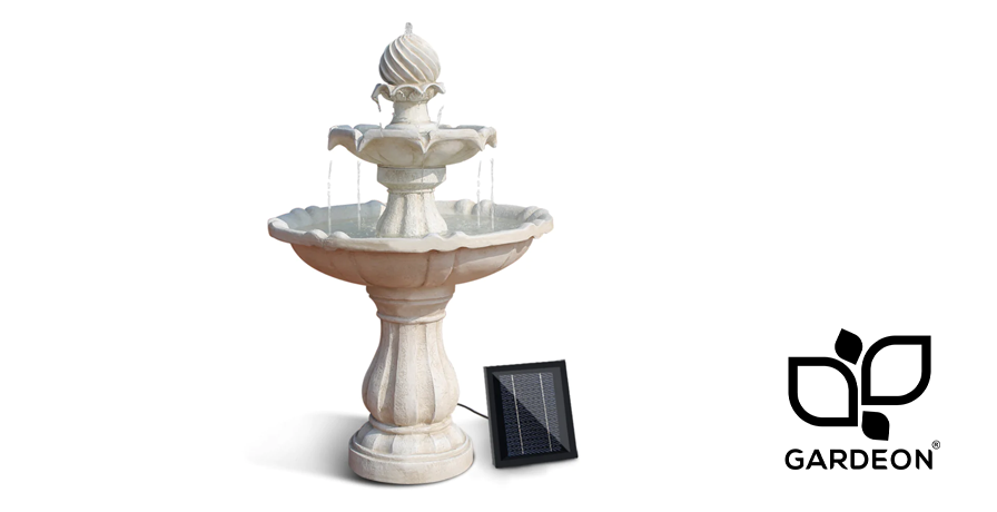 A white decorative outdoor water fountain from Gardeon.