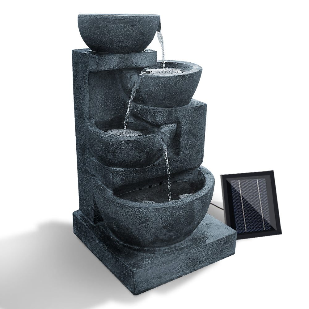 Fontaine d'eau d'extérieur Solar Power Garden 3 Tier Bowl Cascade Water  Feature Fountain Outdoor Patio Pump