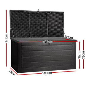 Gardeon Outdoor Storage Box 118L Container Lockable Indoor Garden Toy Tool  Shed Black