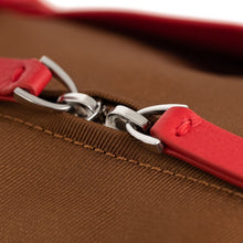 Load image into Gallery viewer, Detail of The Gallery Duffel Bag aoife® color Brown and Red made with ECONYL® regenerated nylon
