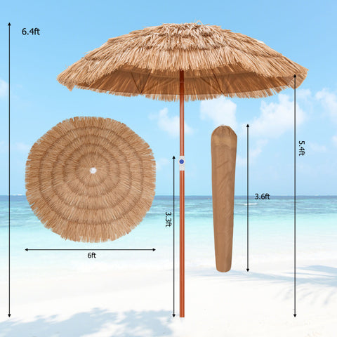 Premium 6FT Thatched Patio Umbrella With Carrying Bag
