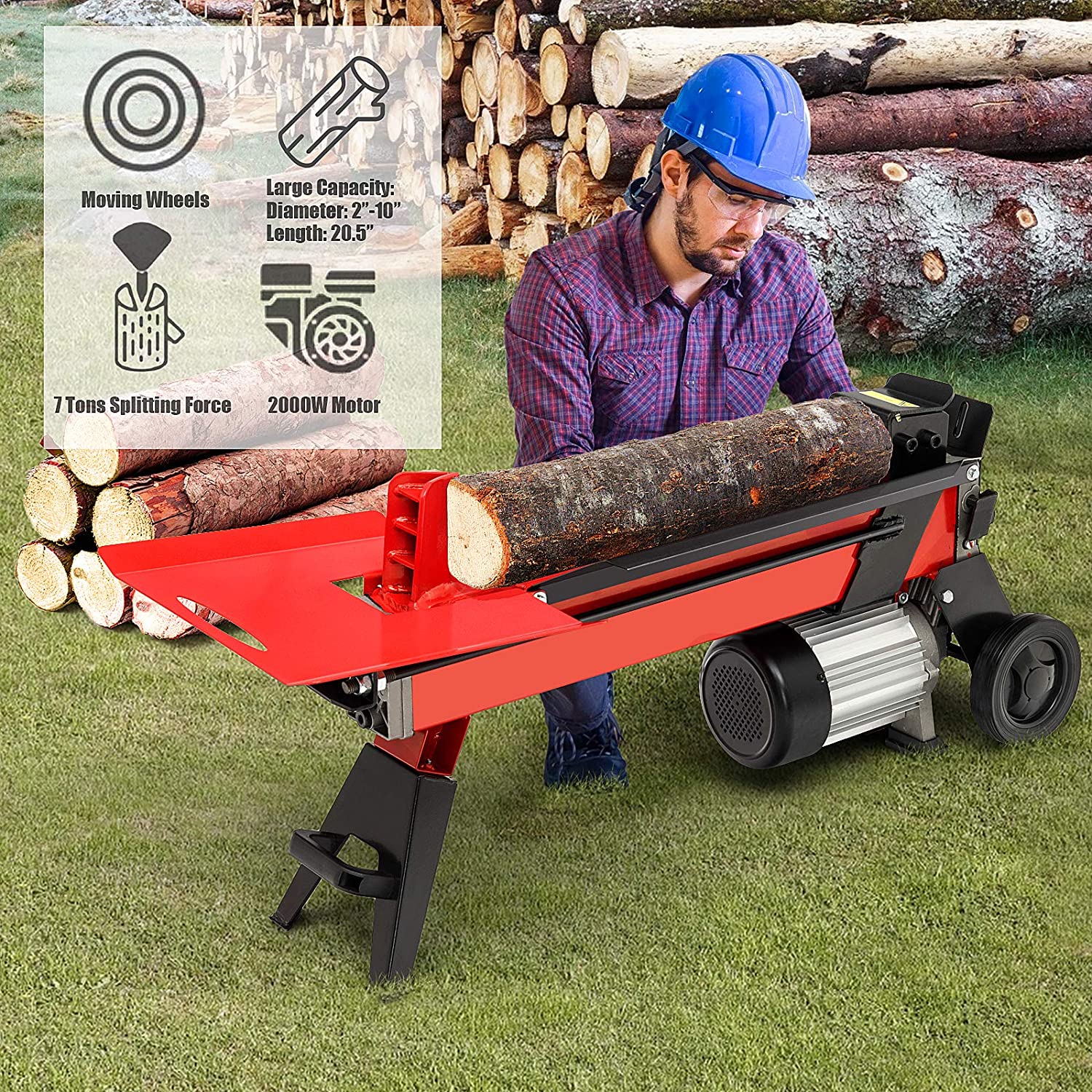 Heavy Duty 7 Tons Electric Hydraulic Log Splitter Machine – Avionnti