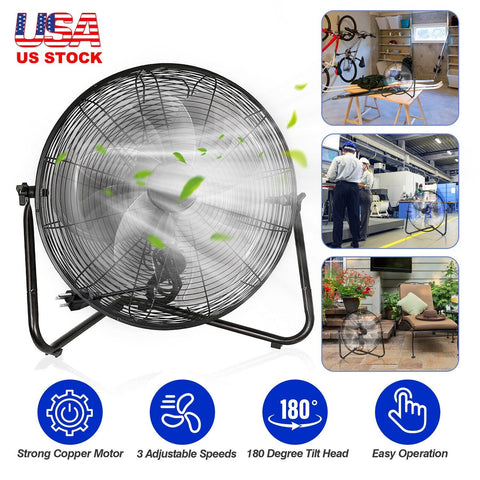 Powerful 12 inch High-Velocity Industrial Floor Fan With 3 Speeds