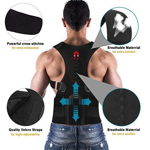 Adult Back Corset Shoulder Lumbar Posture Corrector Bandage Spine Support Belt Magnetic Therapy Back Support Posture Correction