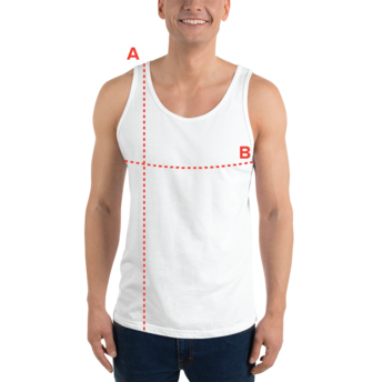 Product measuring on person - tanks. Vertical line "A" and horizontal line "B"