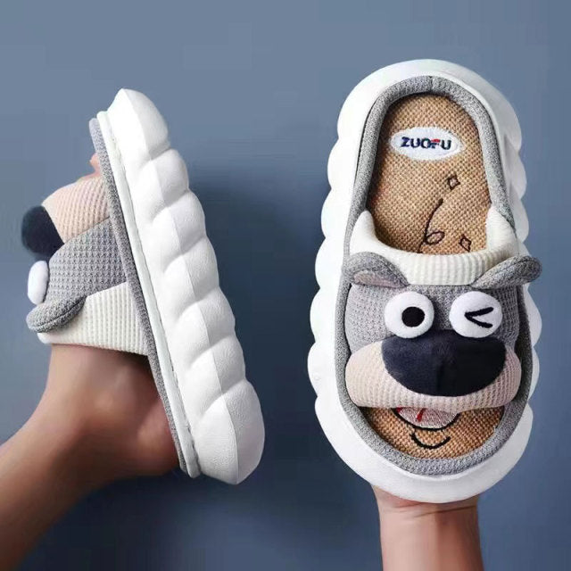 Cute Cartoon Lovely Animals Bedroom Cotton Home Shoes Indoor Thick Sole Couples Men Women