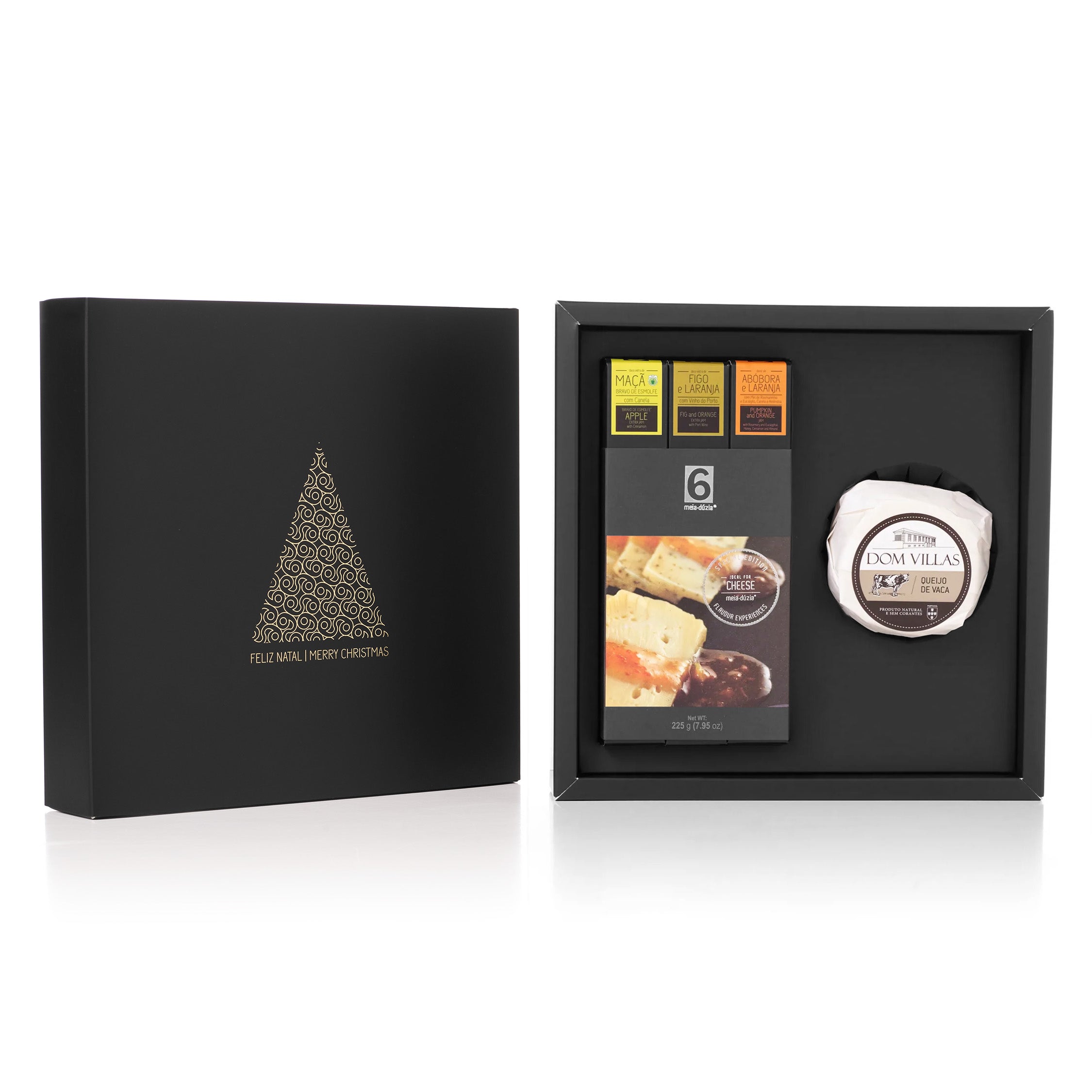 Melhor presente de Natal para empresas até 20€: Box Gastronómica n.4: Queijo de Vaca + PACK 3 Doces Ideal para Queijos - Especial Natal