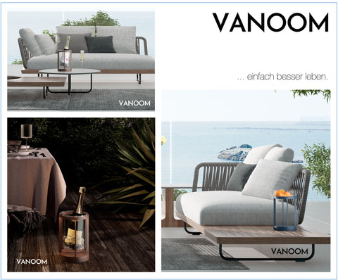 Das Bild zeigt unterschiedliche Einsatzorte der Designerlampe der Marke VANOOM TEMPLE.