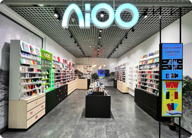 Photo of the inside of an AIOO store