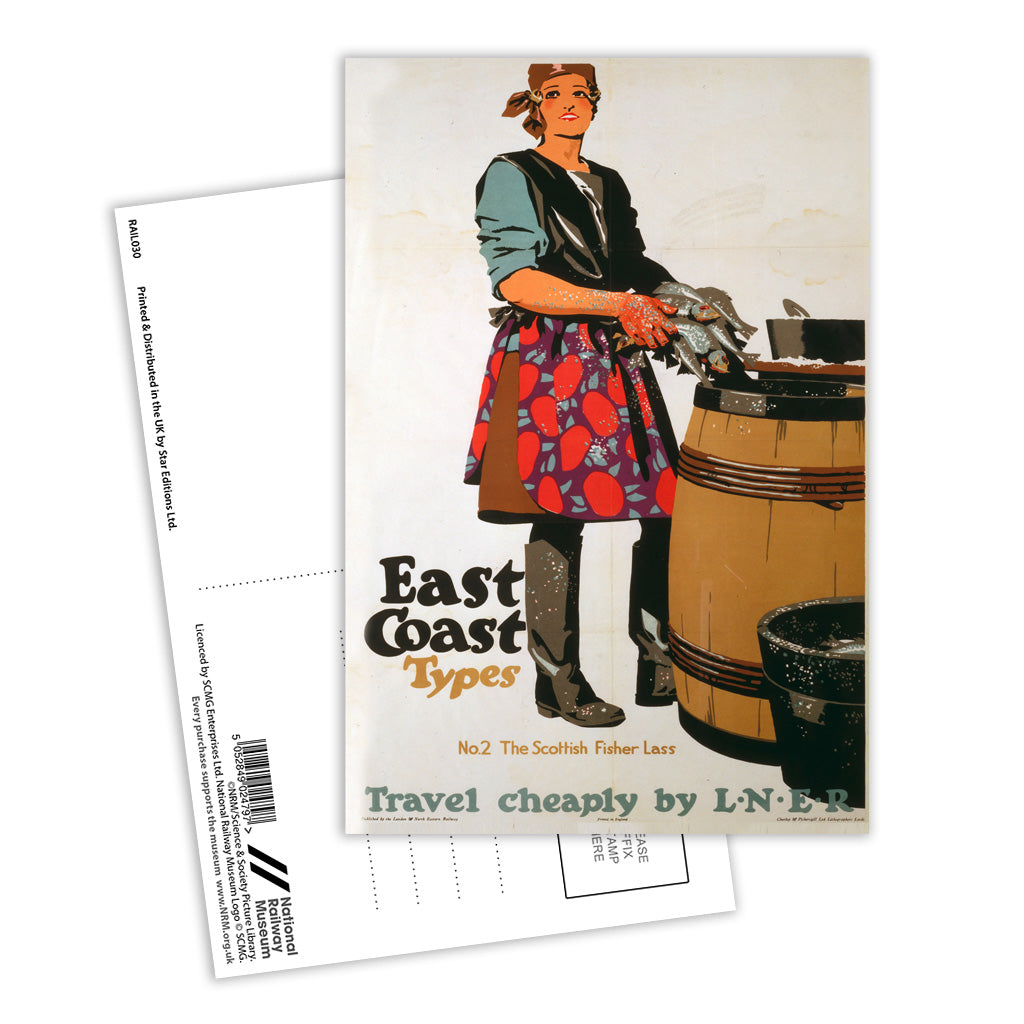 East Coast Types No 2 The Scottish Fisher Lass Postcard Pack of 8