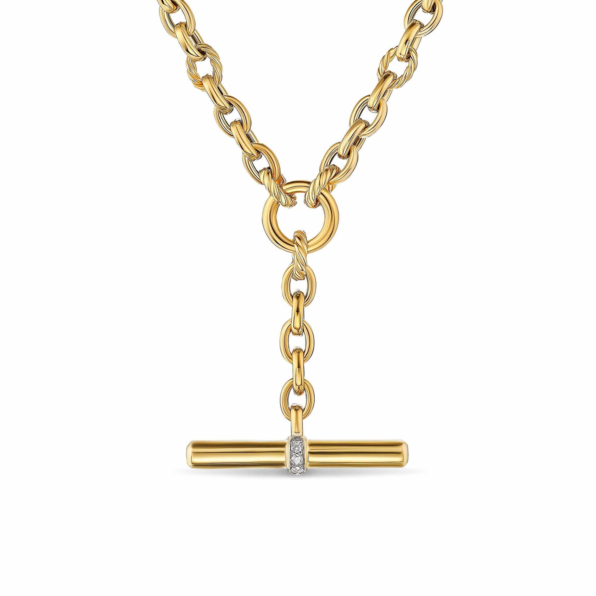 DY Mercer® Petite Toggle Chain Necklace in 18K Yellow Gold with Diamonds, 4.5mm