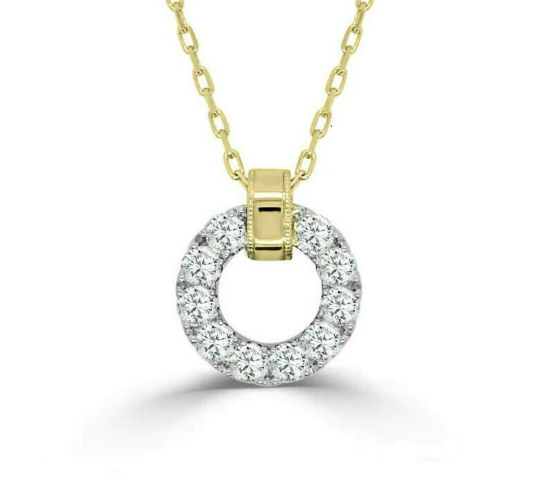 Yellow and White Gold Diamond Circle Pendant