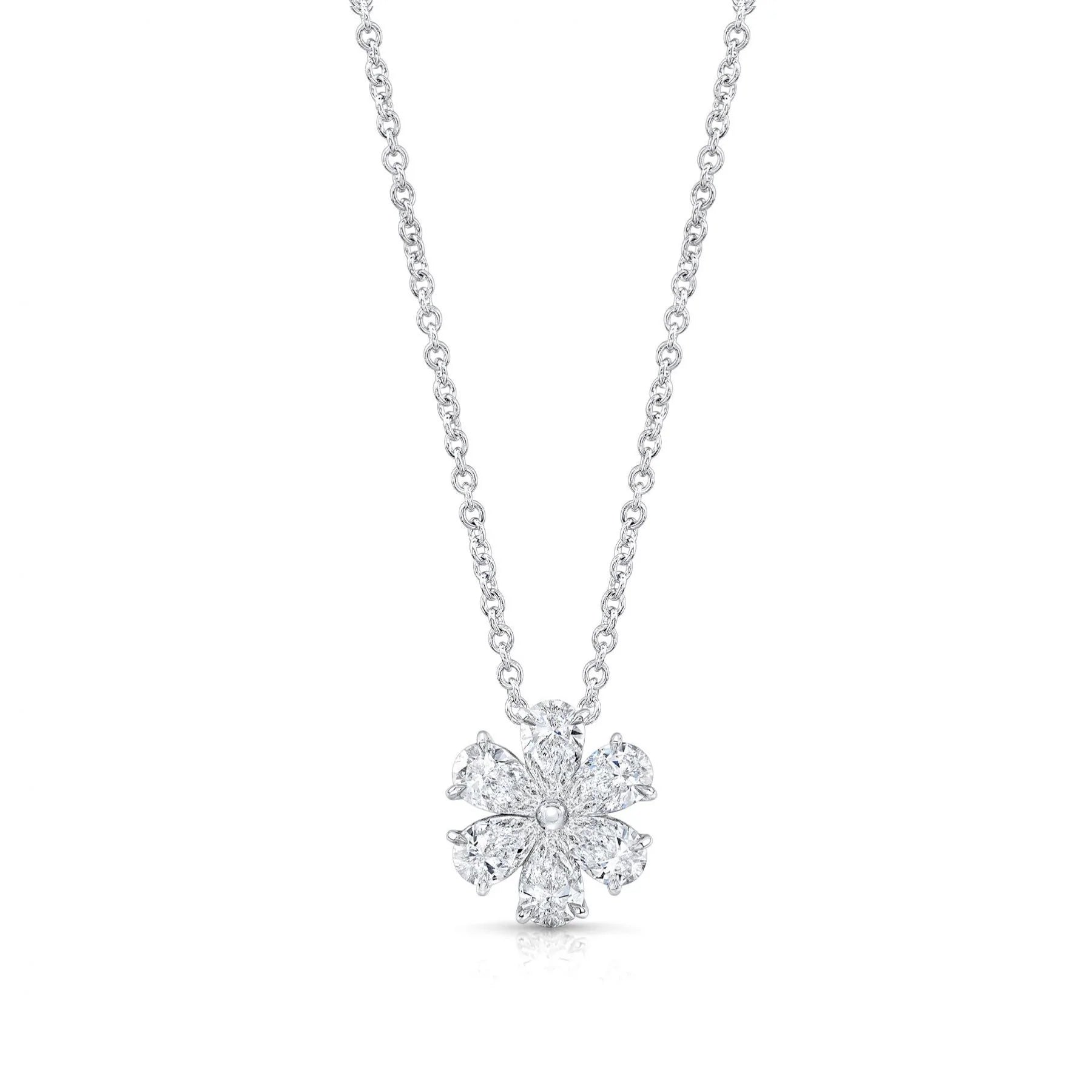 White Gold and Diamond Flower Pendant