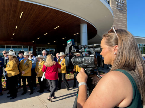 Lots of local news crews were on hand for the grand opening.