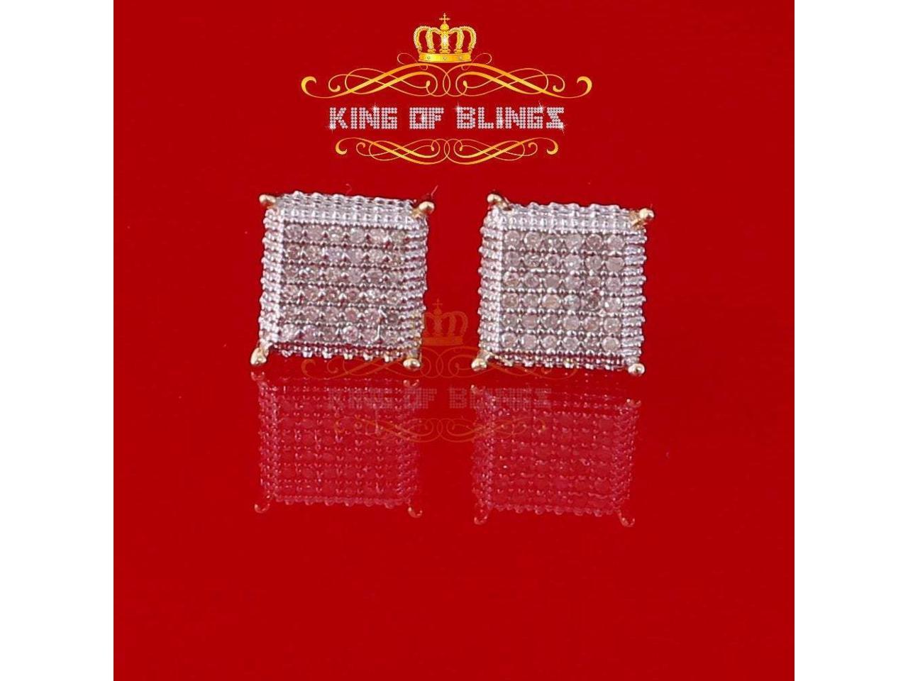 10K Yellow Gold Finish Real Diamond 0.20 CT Stud Silver Earring