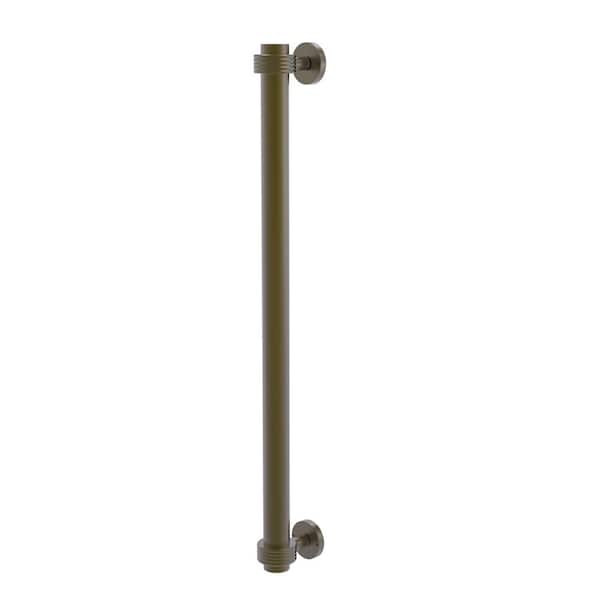 18 in. Center-to-Center Refrigerator Pull with Groovy Aents in Antique Brass