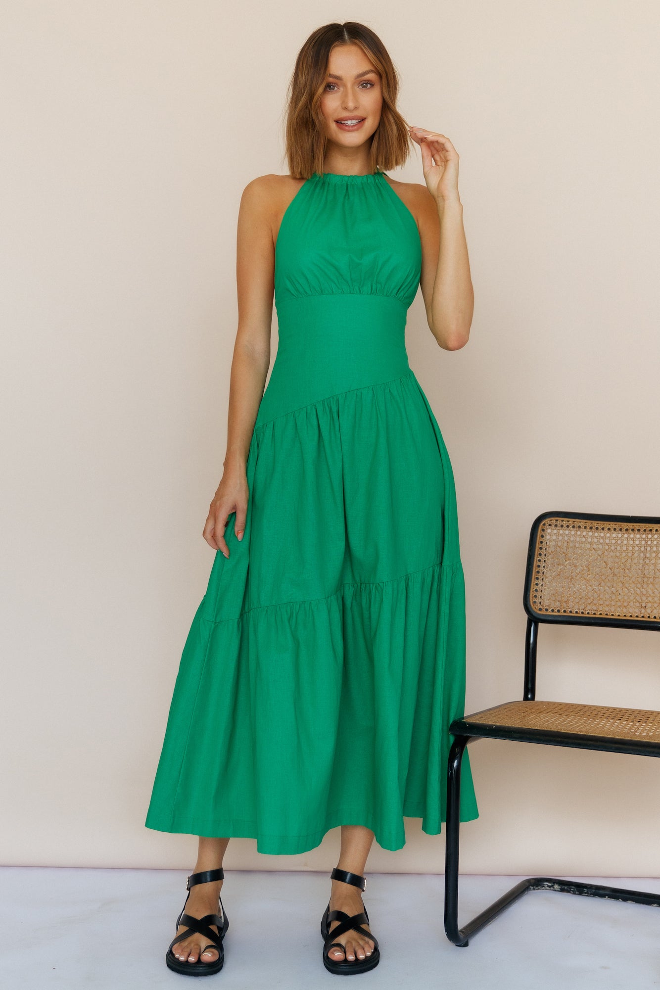 Spirula Maxi Dress Green | Fortunate One
