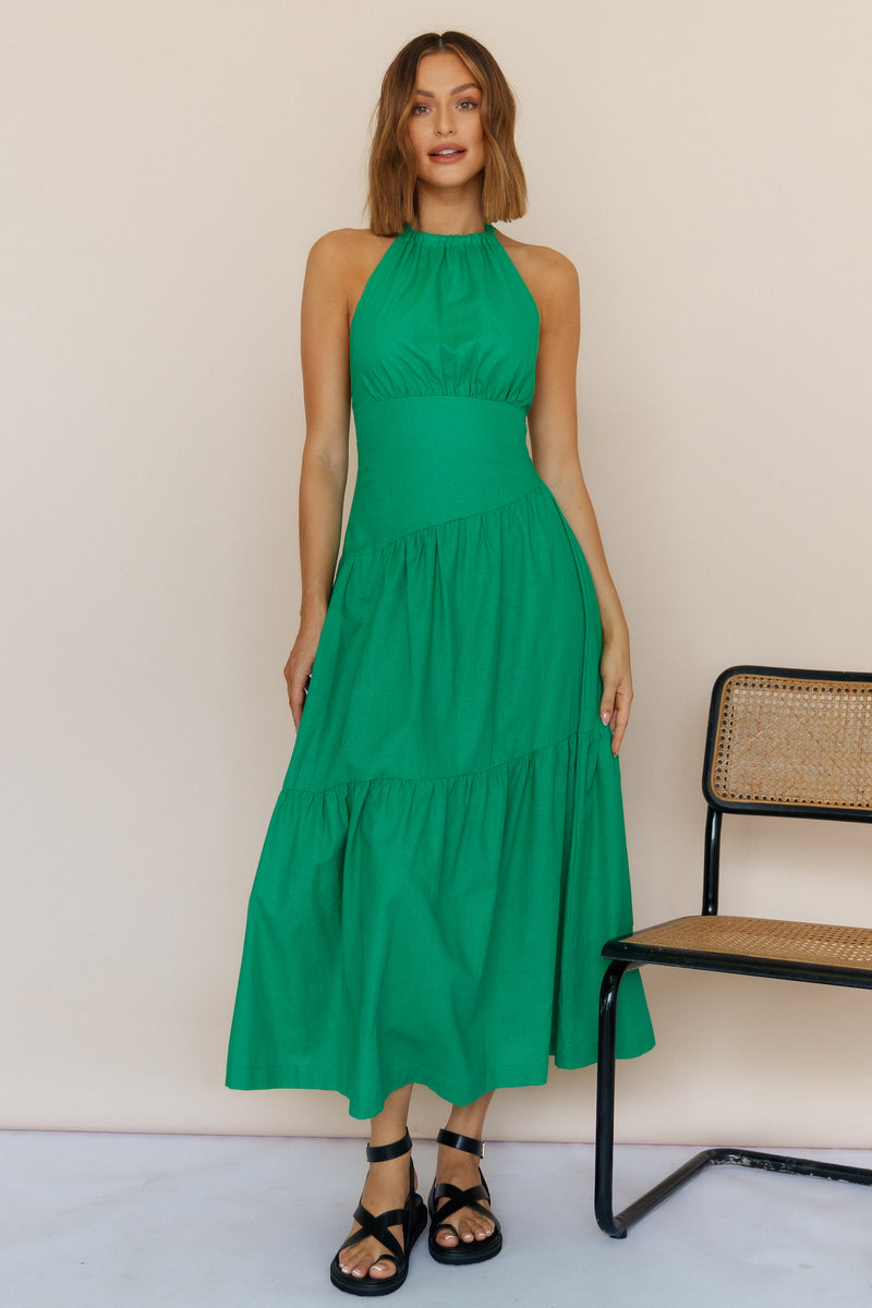 Spirula Maxi Dress Green | Fortunate One
