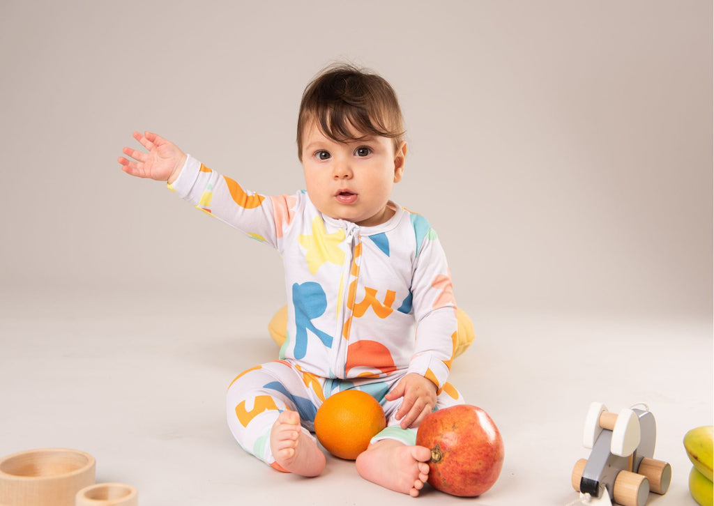 Roc + Rudi Club Tropicana organic cotton baby sleepsuit