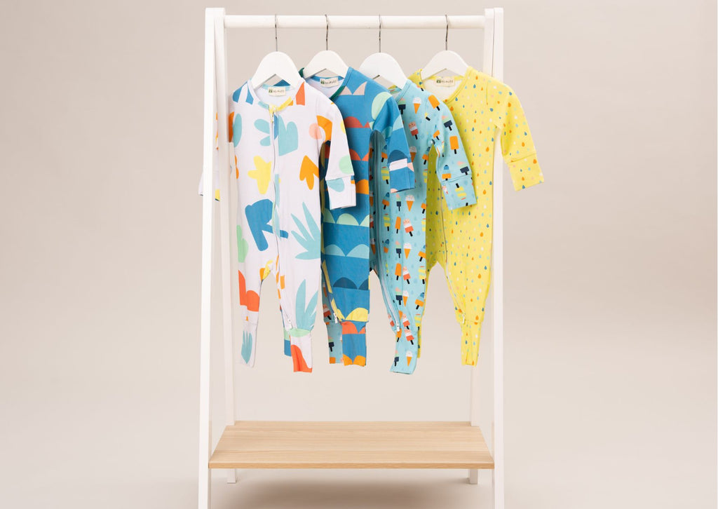 Roc + Rudi organic infant clothes, baby sleepsuits