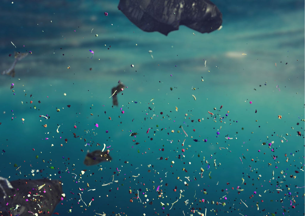 Microplastics floating in the ocean