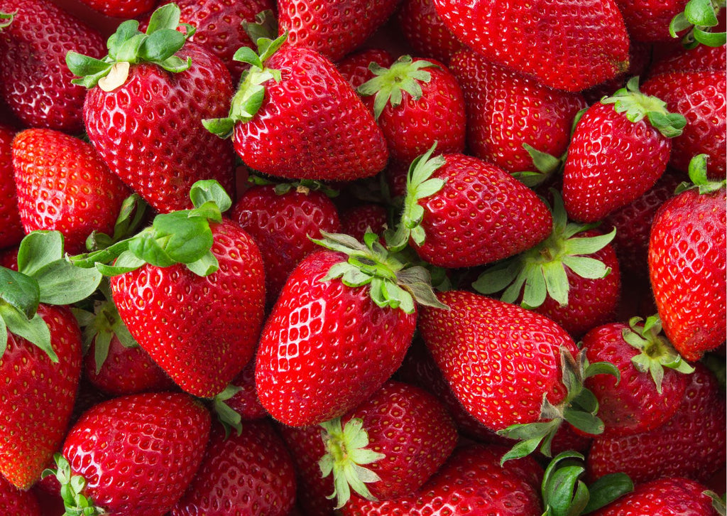 Lots of bright red strawberries