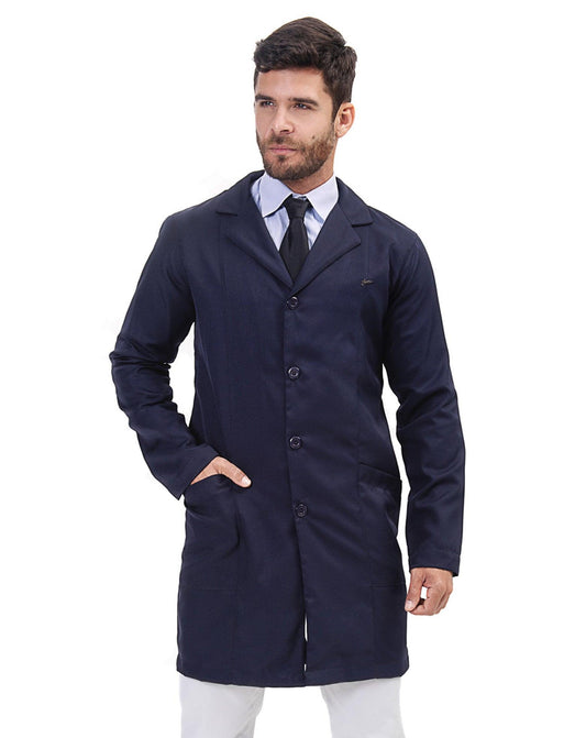 Jaleco Man Elegance Azul Marinho - jalecos-mania Azul Marinho, Bordado, Botões Visíveis, Gabardine Premium, Gola Blazer, Jalecos, Jalecos Mania, Manga Longa, Masculino, Sem Punho