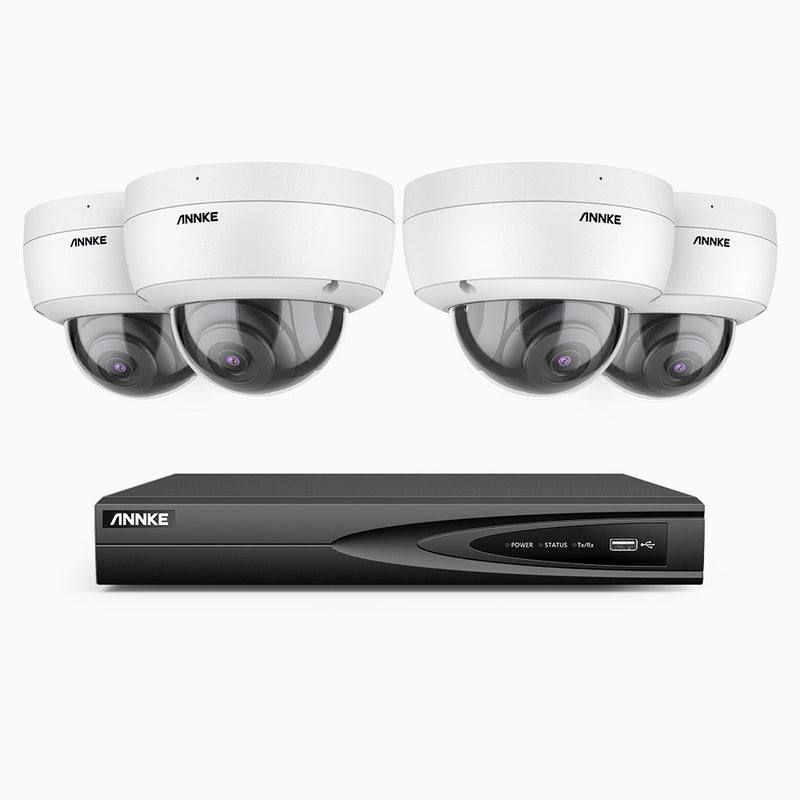 H500 - 5MP 4 Kanal PoE Überwachungskamera-Set mit 4 Kameras, Farbnachtsicht, Eingebautes Mikrofon, Unterstützt RTSP und ONVIF, funktioniert mit Alexa