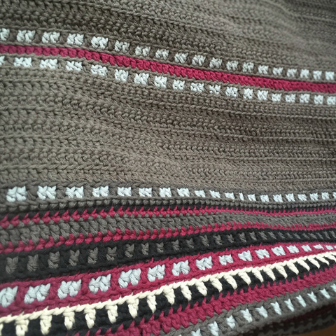 Close up of the crocheted pattern of the hood