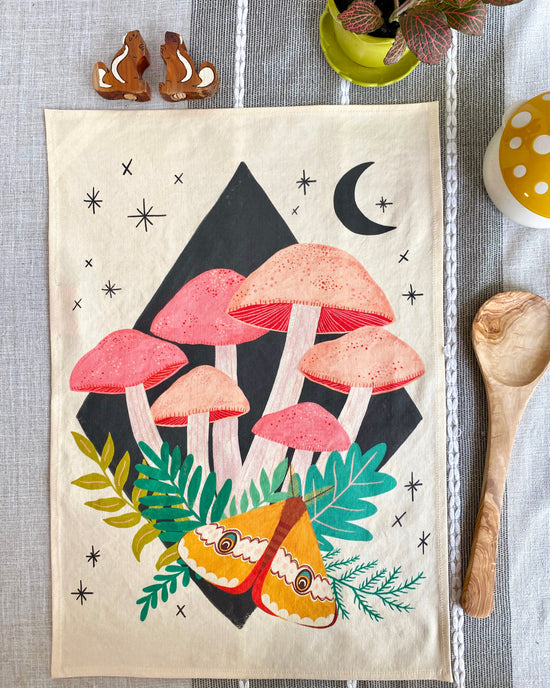 Autumn Mushroom Kitchen Towels (set of 2) - LINOROOM 100% LINEN