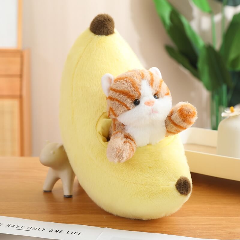 Jouet en peluche Kawaii Cat in Fruit - Fusion originale de fruits et d'animaux de compagnie pour la décoration