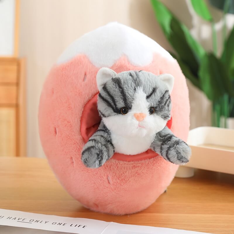 Jouet en peluche Kawaii Cat in Fruit - Fusion originale de fruits et d'animaux de compagnie pour la décoration