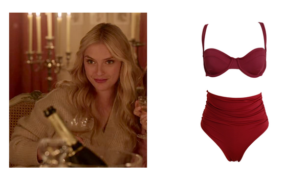 We can totally see Camille, with her modern chic style, wear the Kumanomi bikini top with the high waist bikini bottoms Nikko, both in the burgundy color