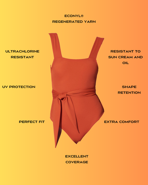 belted one piece swimsuit features