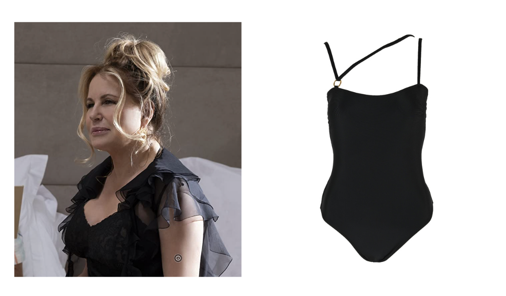 Jennifer Coolidge's character, Tanya, would be the image of modern elegance in the statement Zabel one piece bathing suit in black