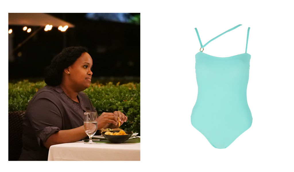 Belina, played by Natasha Rothwell, would look stylish and sleek in our ocean blue, one piece swimsuit Zabel