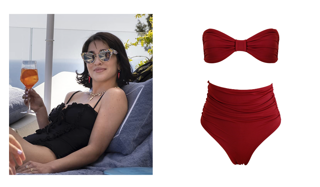 Lucia, played by Simona Tabasco is the impersonation of chic- just like the classic two piece bikini set Nikko in burgundy- created to enhance your confidence, and your look