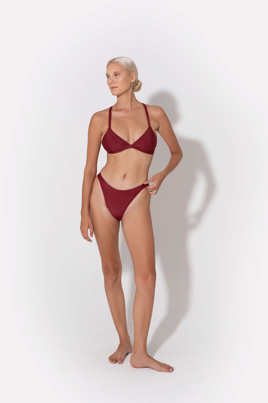 Annie One Shoulder Bandeau Top in Burgundy