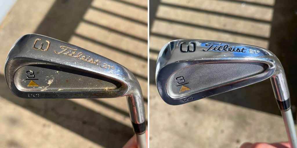 before and after of using club doctor golf club polish