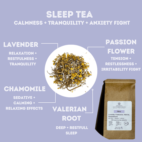 bedtime sleep tea valerian greek superherbs