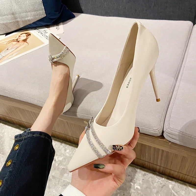Joskaa Sexy High Heels Women Shoes Crystal Luxury Pointed Toe Dress Shoes Summer Sandals 2024 Spring Designer Party Femme Zapatos Pumps