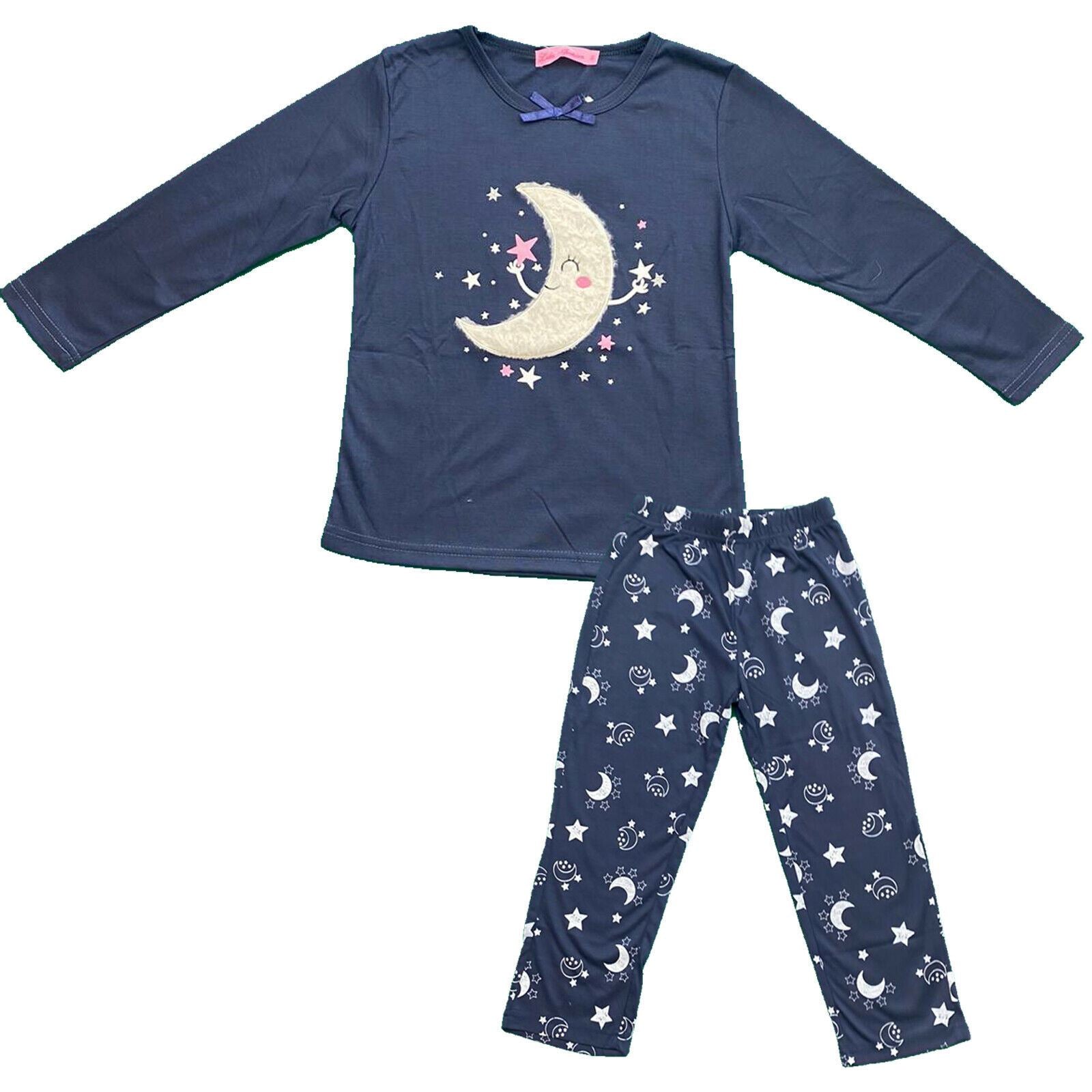Baby Girls Kids Pyjamas Long Sleeve Top Bottom Set Nightwear PJs Print