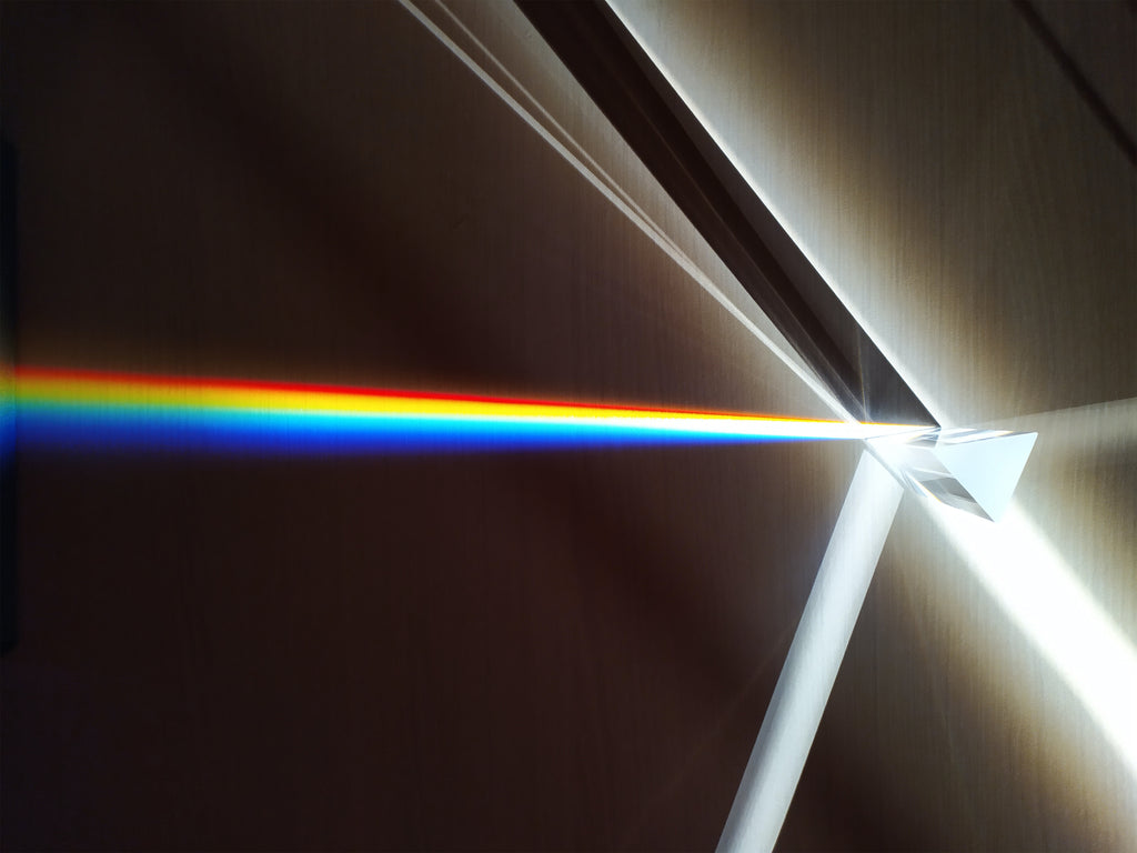 light through prism, rainbow, colorful
