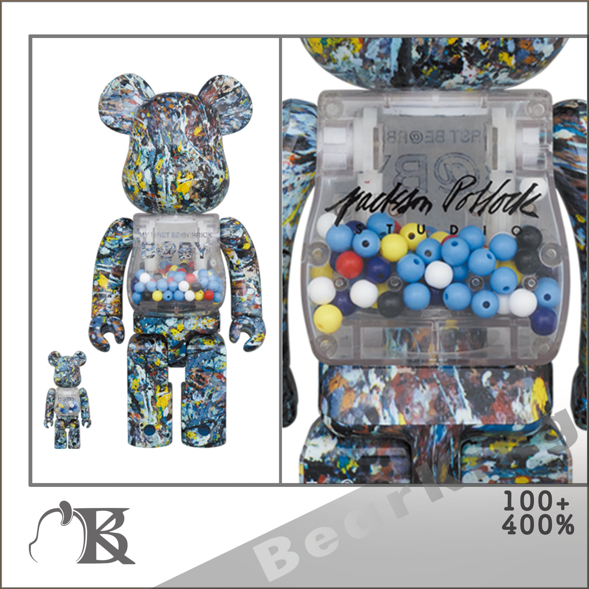 MY FIRST BE@RBRICK B@BY Jackson Pollock Studio Ver.100％ & 400％ 千秋 baby