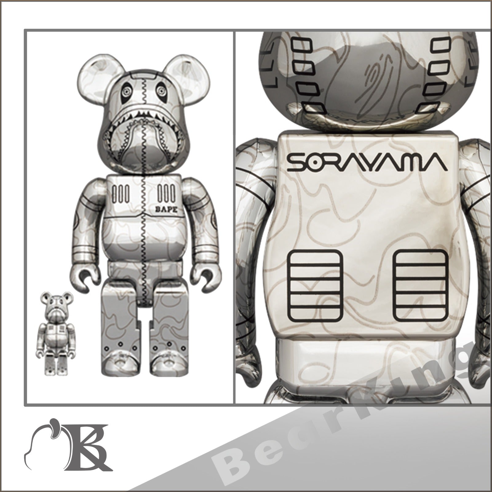 BE@RBRICK SORAYAMA × BAPE(R) CAMO SHARK 100％ & 400％ SET of 2