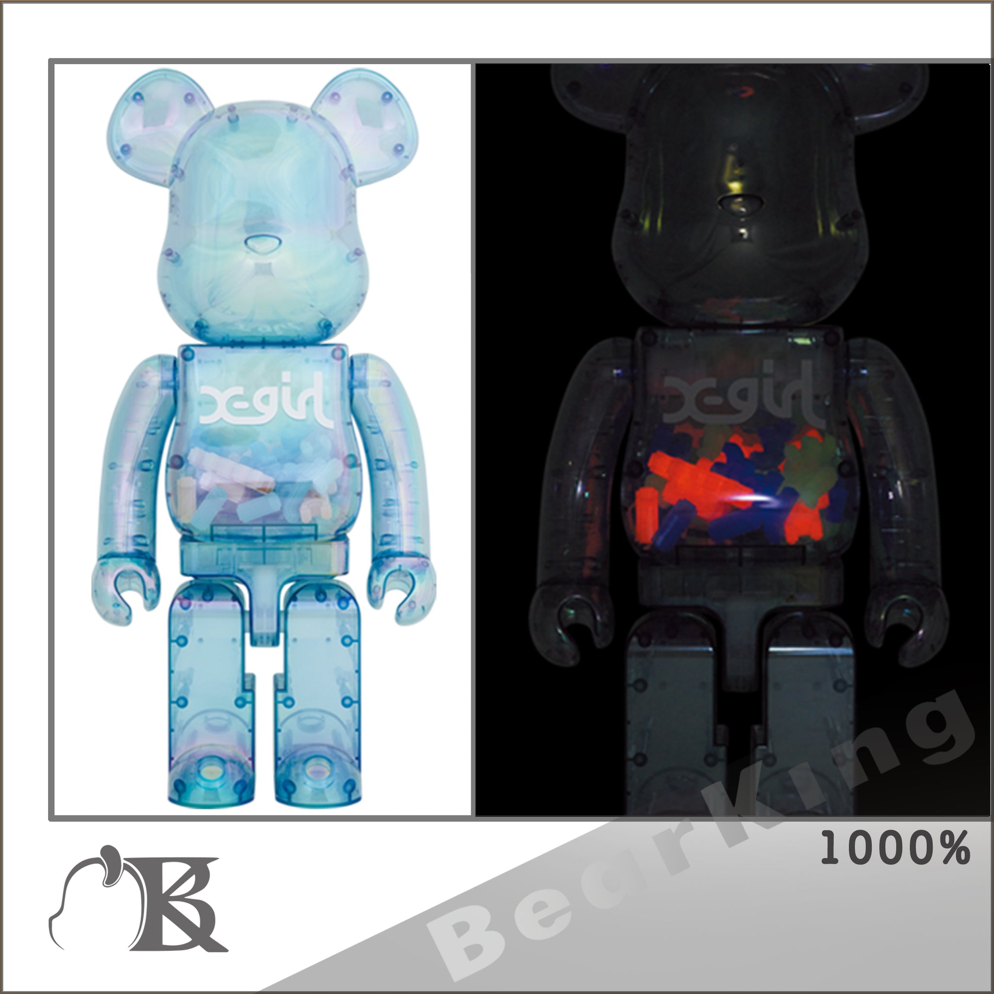 BE@RBRICK X-girl CLEAR PURPLE 100% + 400%