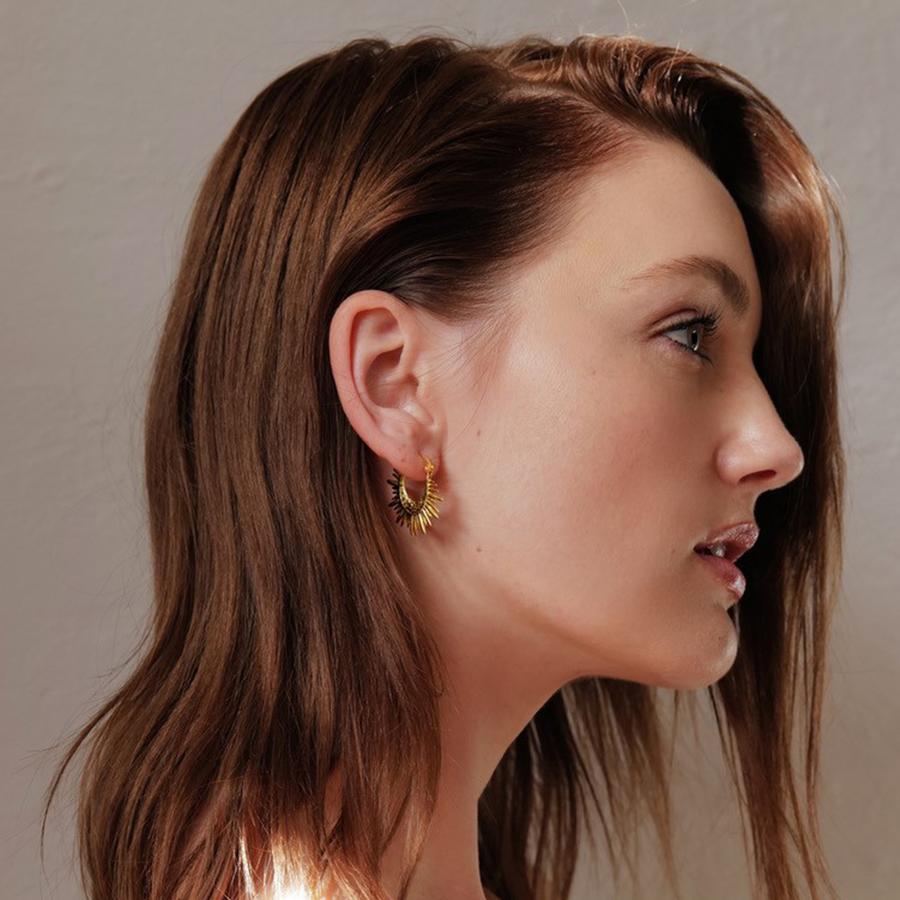 Gold Matte Finish Starburst Earrings
