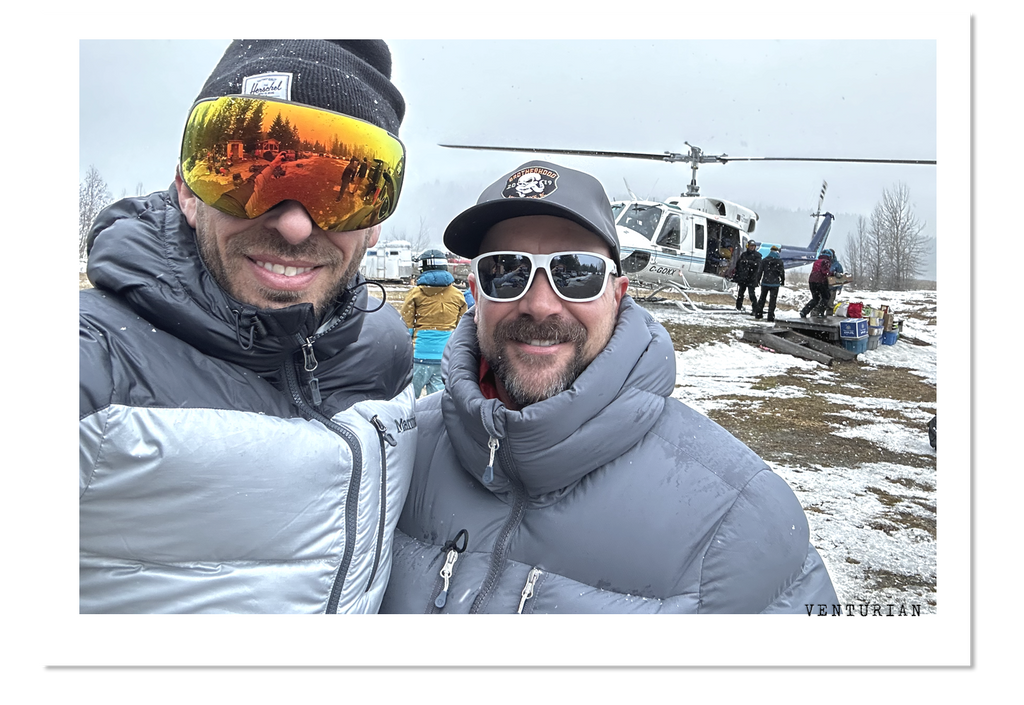 Venturian Watch Works founder Jason Strong and friend Joe Duffy at staging area in Burton, British Columbia